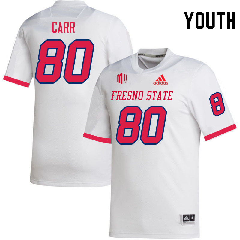 Youth #80 Tyler Carr Fresno State Bulldogs College Football Jerseys Stitched Sale-White